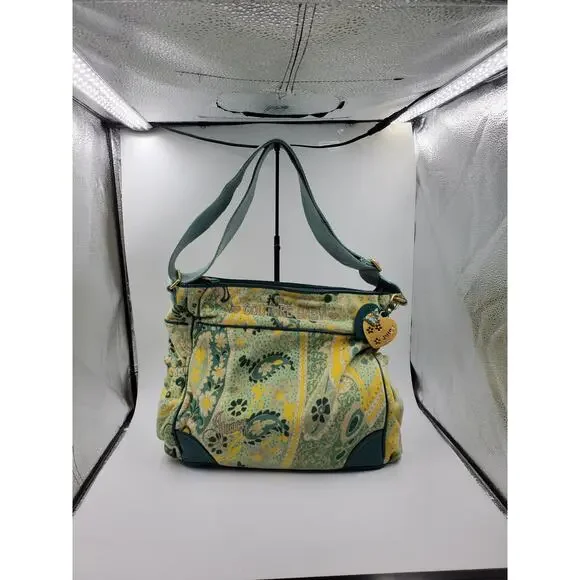 Juicy Couture Green Yellow Paisley Couture Baby Shoulder Bag Vintage Y2K - Picture 13 of 16